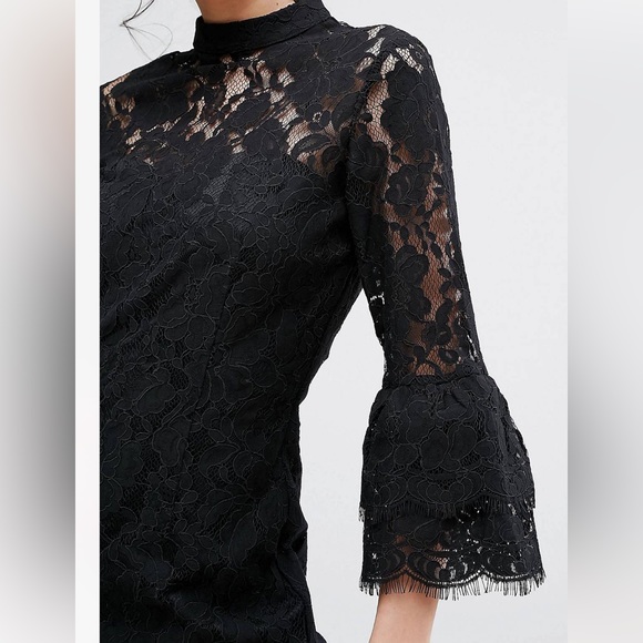 Paper Dolls Women's High Neck Midi Lace Dress with Double Frill Sleeve Size 8 - Picture 3 of 10